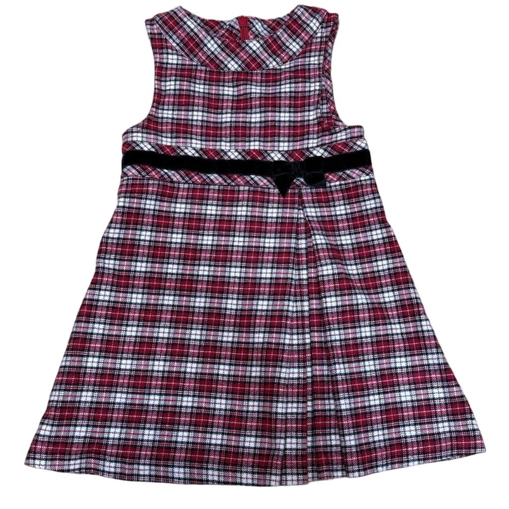 Gymboree Red Plaid Dress with Black Velvet Belt